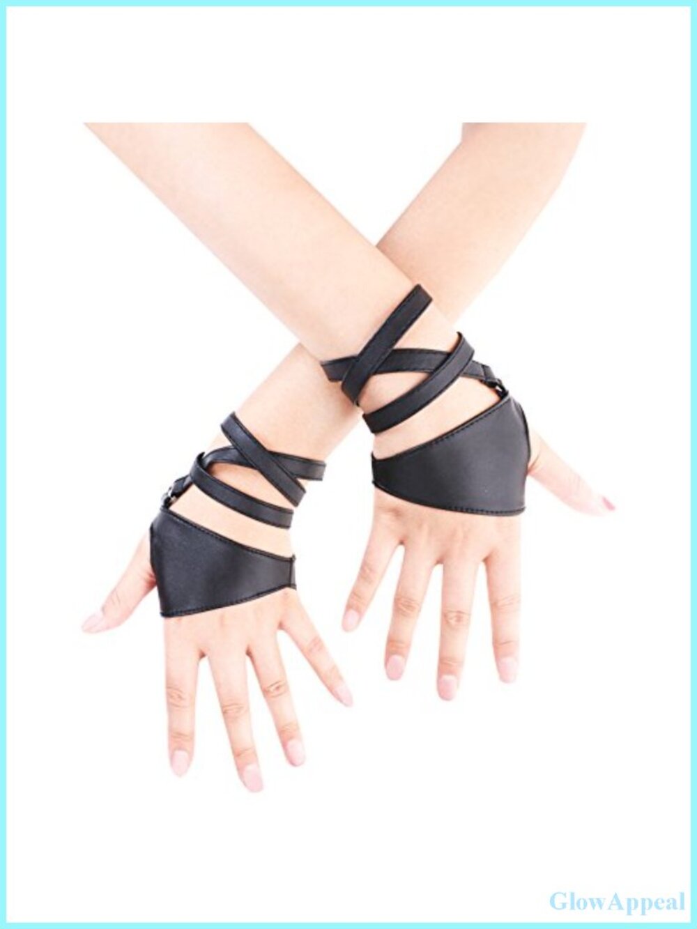 Women Half Palm Fingerless PU Leather Punk Gloves Halloween Costume
